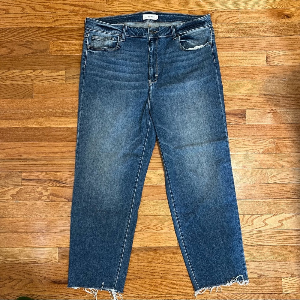 Carly Jean Los Angeles Distressed Blue Ankle Jeans